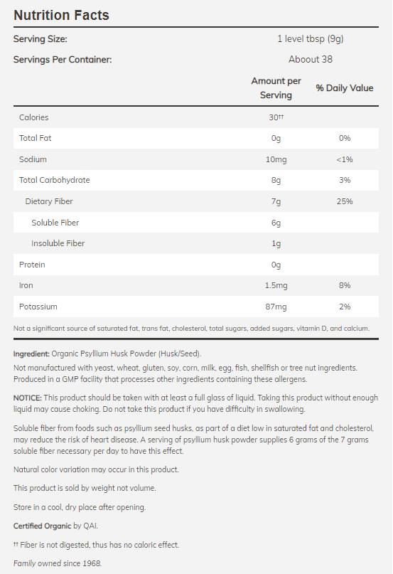 Psyllium husk prah / organski - 340 grama