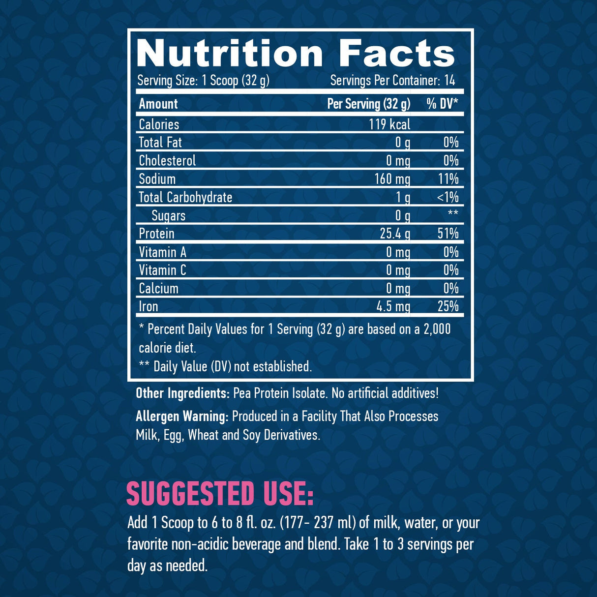 100% prirodni izolat proteina graška/bez okusa - 0,454 kg