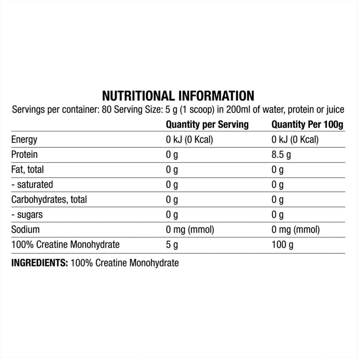 100% kreatin monohidrat u prahu - 400 grama