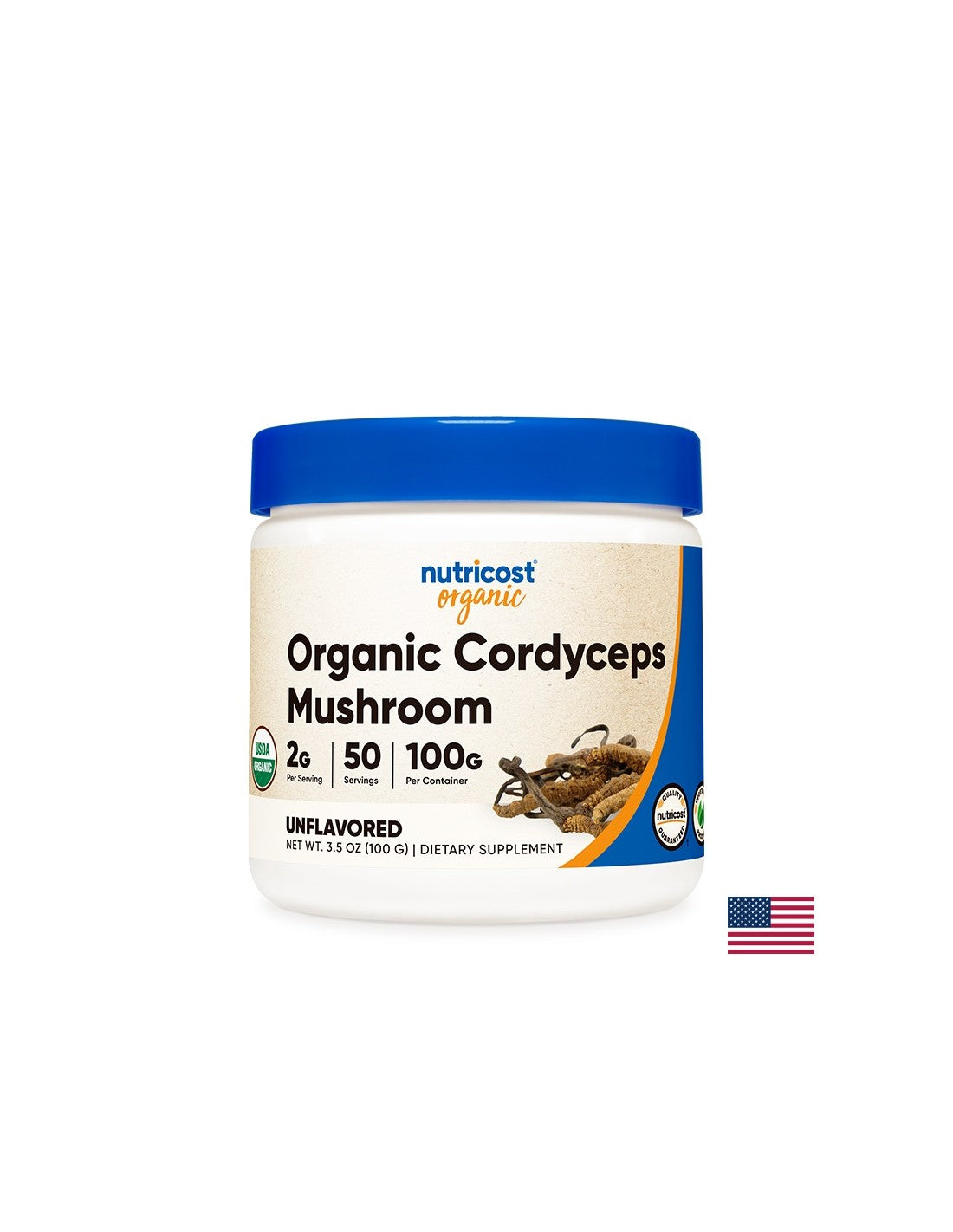 Za umor i stres - Cordyceps Organic, 100 g, <tc>Nutricost</tc> puder