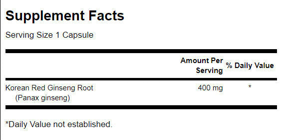 Full Spectrum Korean Red Ginseng Root 400 mg - 90 капсули - Feel You