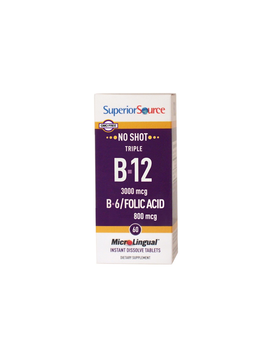 Vitamin B12, B6 i folna kiselina x 60 sublingvalnih tableta <tc>Superior Source</tc>