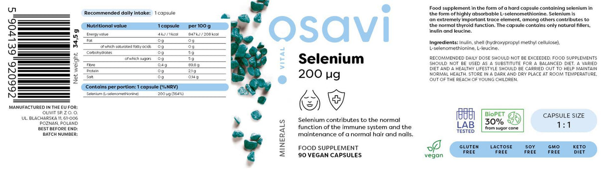 Selen 200 mcg - 180 kapsula