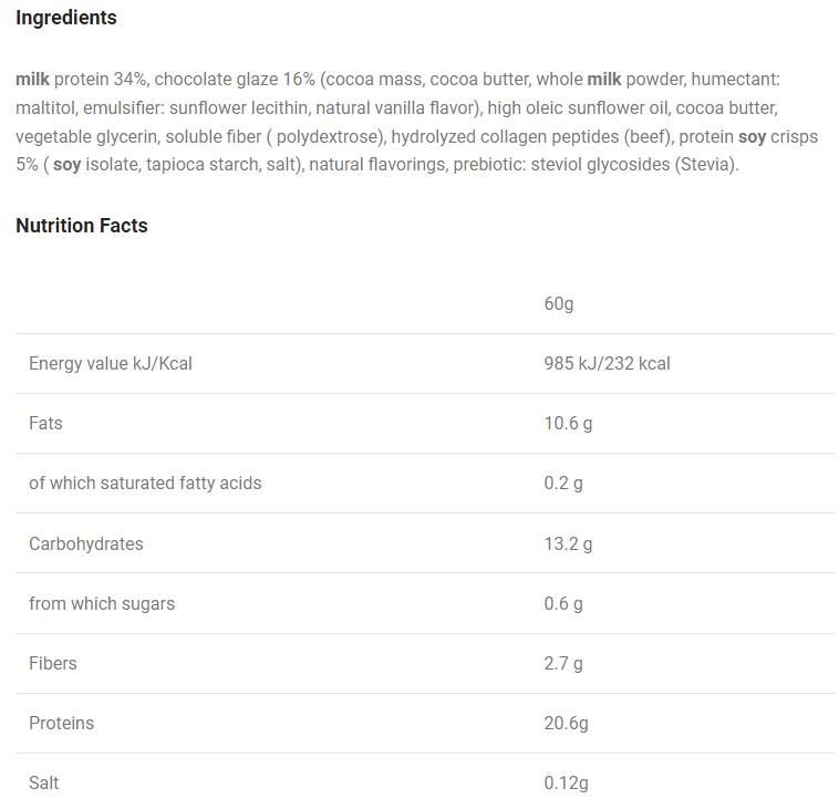 Proteinske trake s niskim ugljikohidratima | Keto prijateljski Stracciatella - 12 x 60 grama