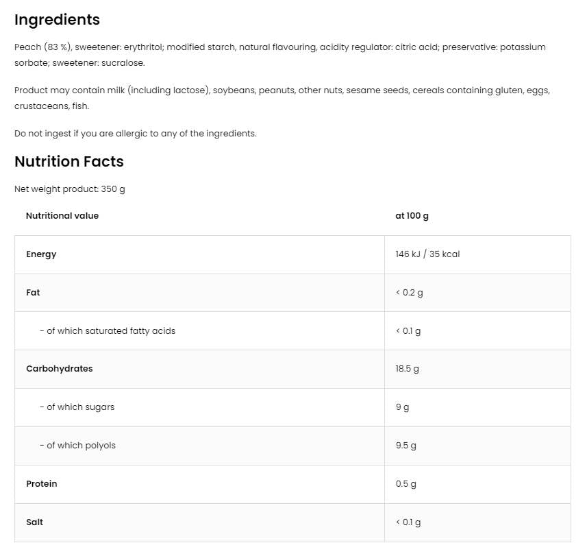 Breskva 83% žele stiskanje | Nema dodanog šećera 350 ml