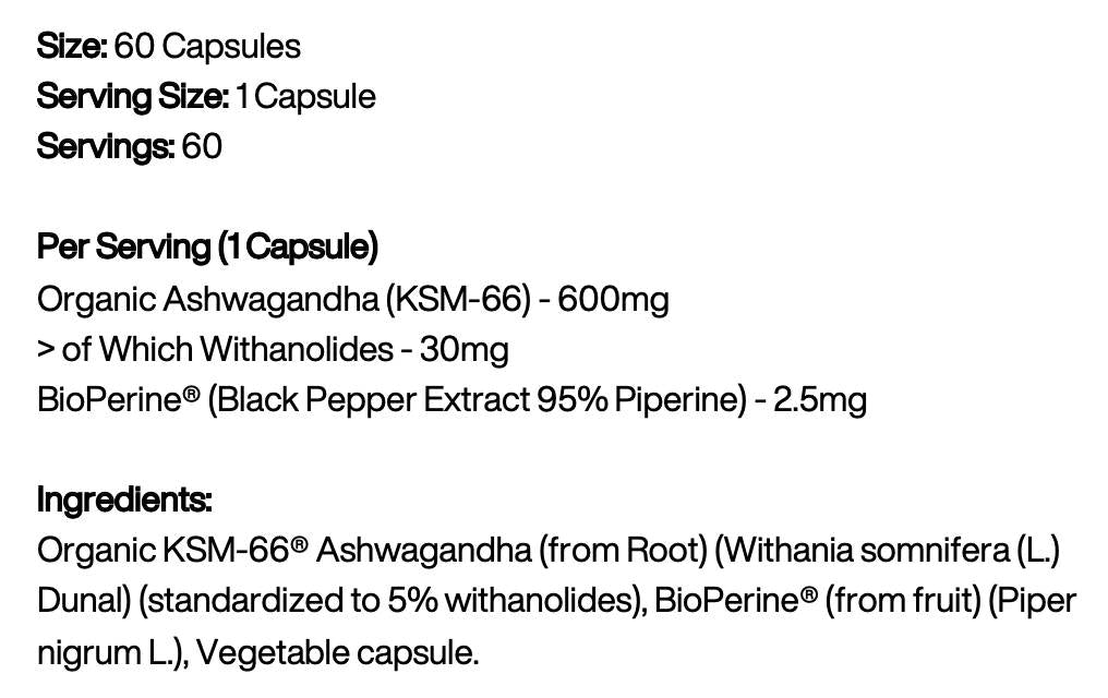 Ashwagandha KSM -66 600 mg - 60 kapsula