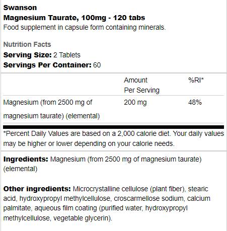 Magnezij taurate 100 mg - 120 tableta