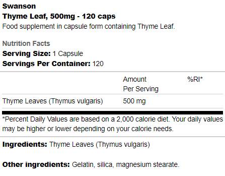 Timijan list 500 mg 120 kapsula