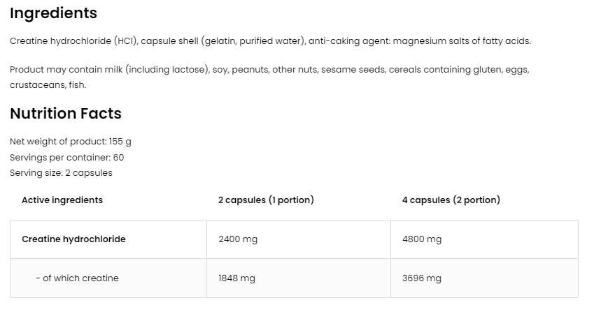 Kreatin HCl 2400 / kreatin hidroklorid - 120 kapsula