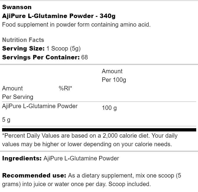 Ajipure l-glutamin prah 340 grama