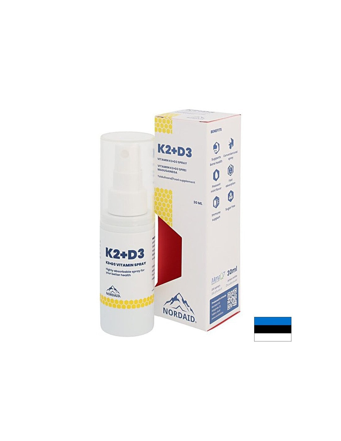 Vitamini K2 (20 µg) + D3 (800 IU) - Zdravlje srca i kostiju, Snažan imunitet, Sprej za usta, 30 ml, 200 raspršivanja