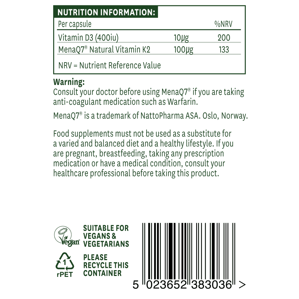Prirodni vitamin K2 + D3 (Vitamin K2 + D3) 100 mcg 30 kapsula Natures Aid