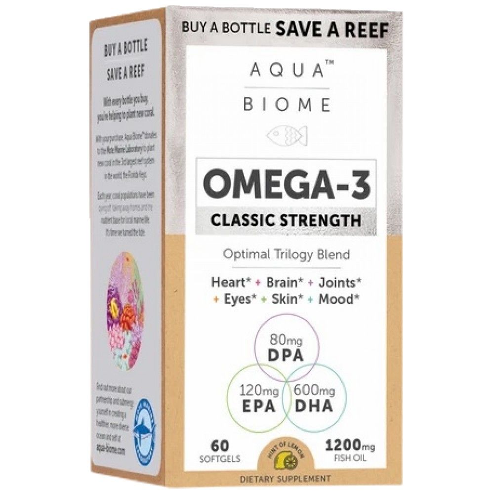 Aqua Biome omega -3 klasična snaga 1200 mg - 60 gel kapsula