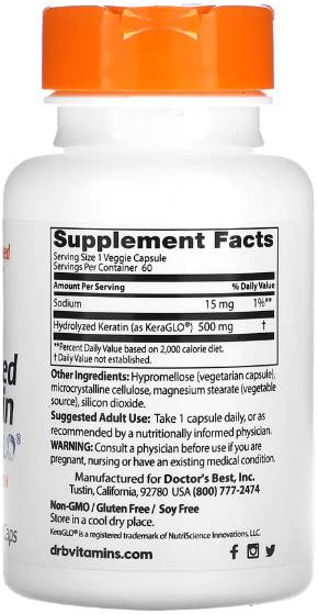 Hidrolizirani keratin 500 mg | s Keraglo® - 60 kapsula