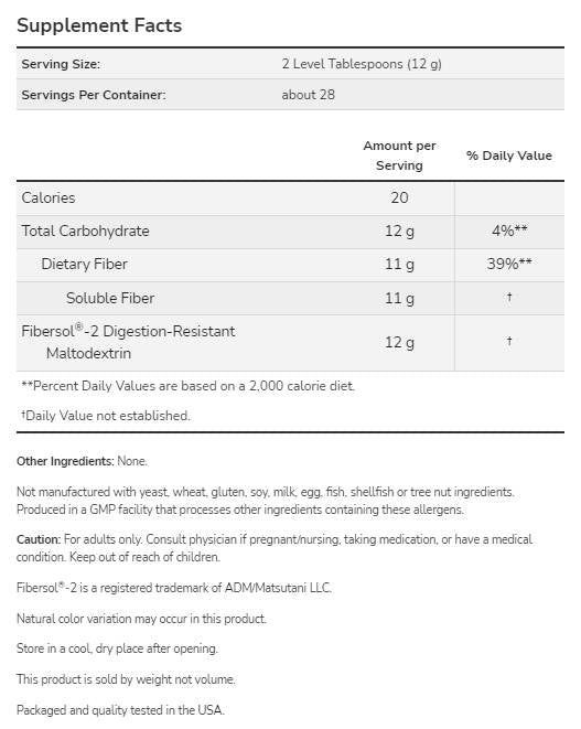 Prebiotička vlakna s fibersolom ® -2 - 340 grama
