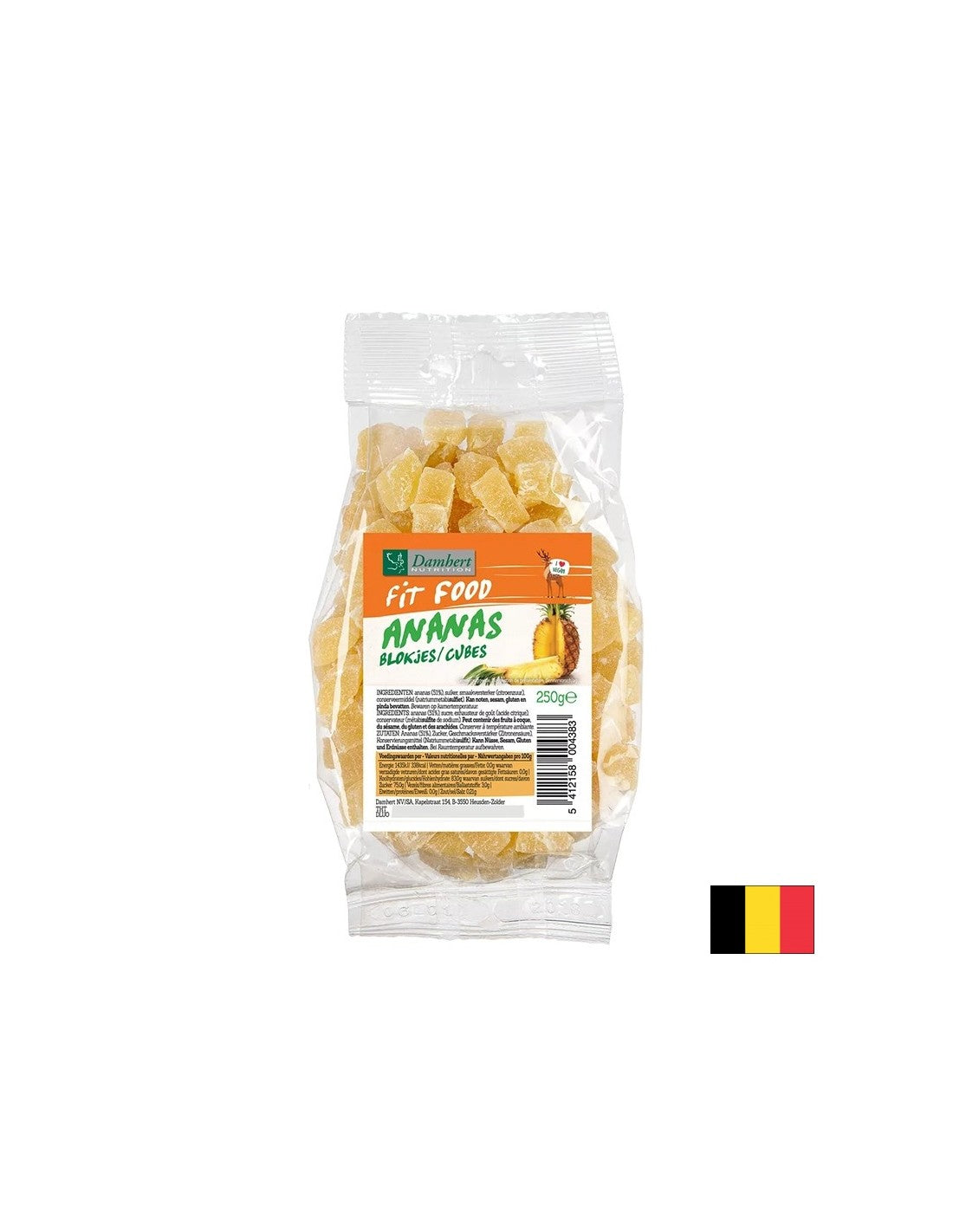 Kockice sušenog ananasa, 250 g