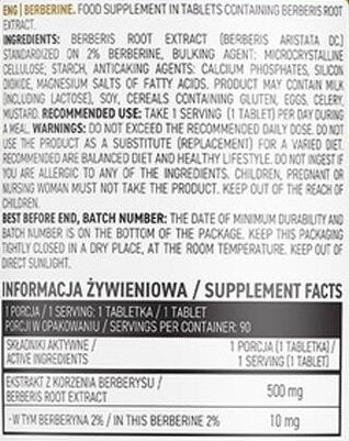 Berberine 500 mg 90 tableta