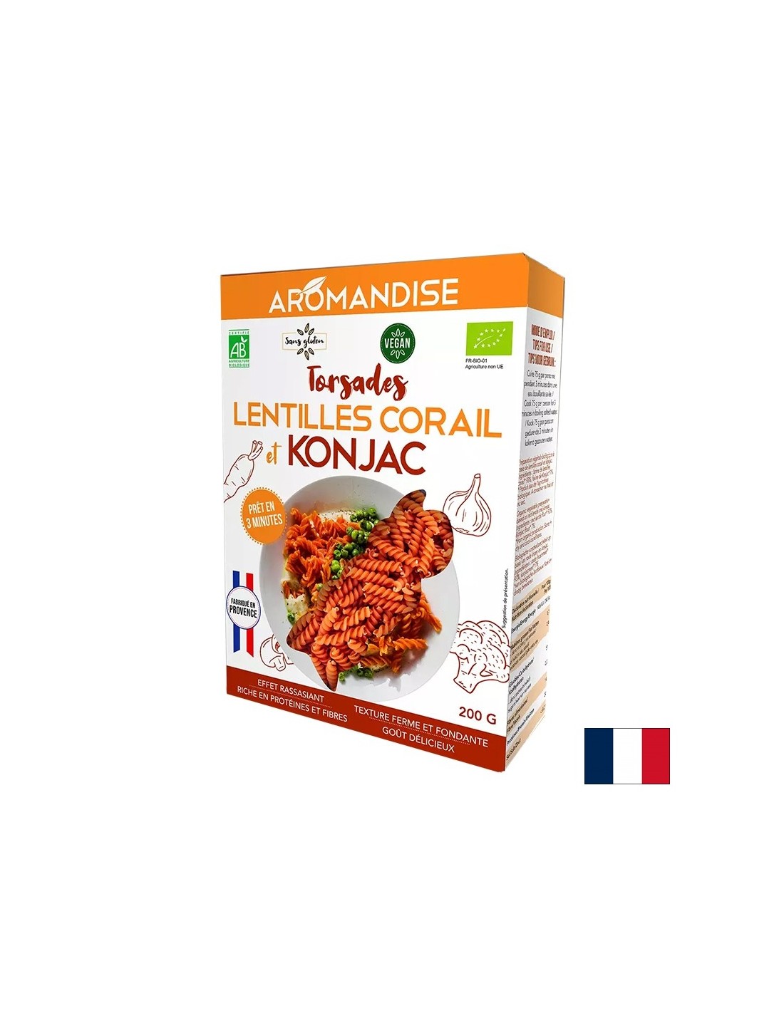 Dijetalni fusilli bez glutena – vrijeme kuhanja 3 minute (Od konjac brašna i koraljne leće), 200 g