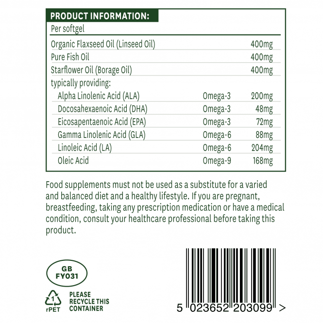 Omega 3-6-9 (Kompletna EFA Omega 3, 6 + 9) 1200 mg 90 mekih gelova NaturesAid