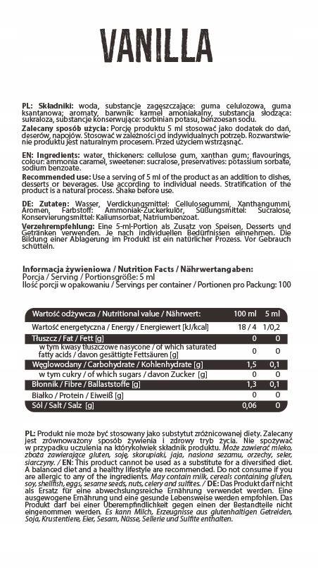 Syrup Zero Calorie | Vanilla - 500 ml - Nutra Best Europe