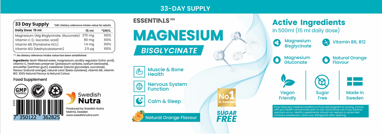 Tekući magnezijev bisglicinat 375 mg (50/33 doze) - 500 ml