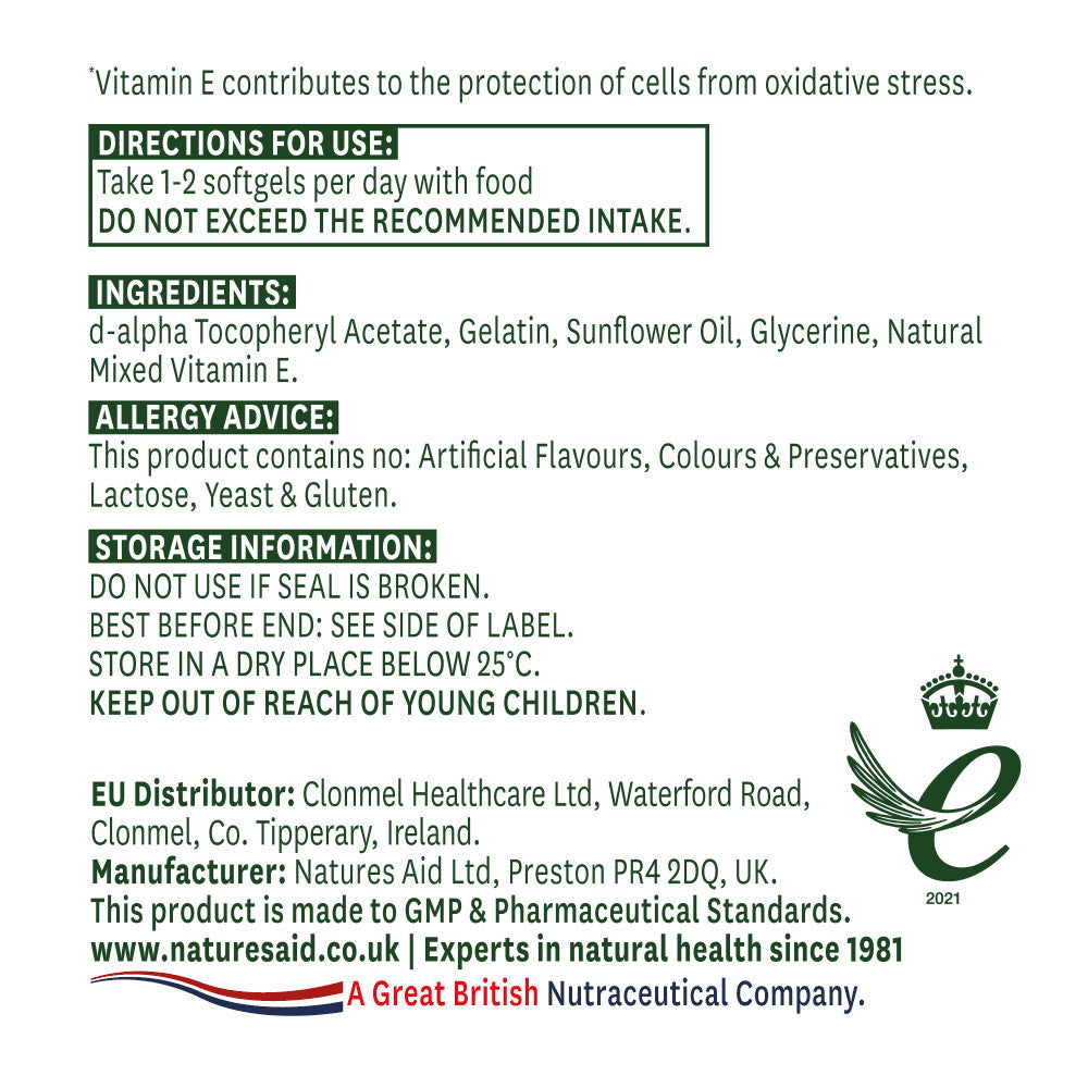 Vitamin E Natural 400iu 60 kapsula <tc>Natures Aid</tc>