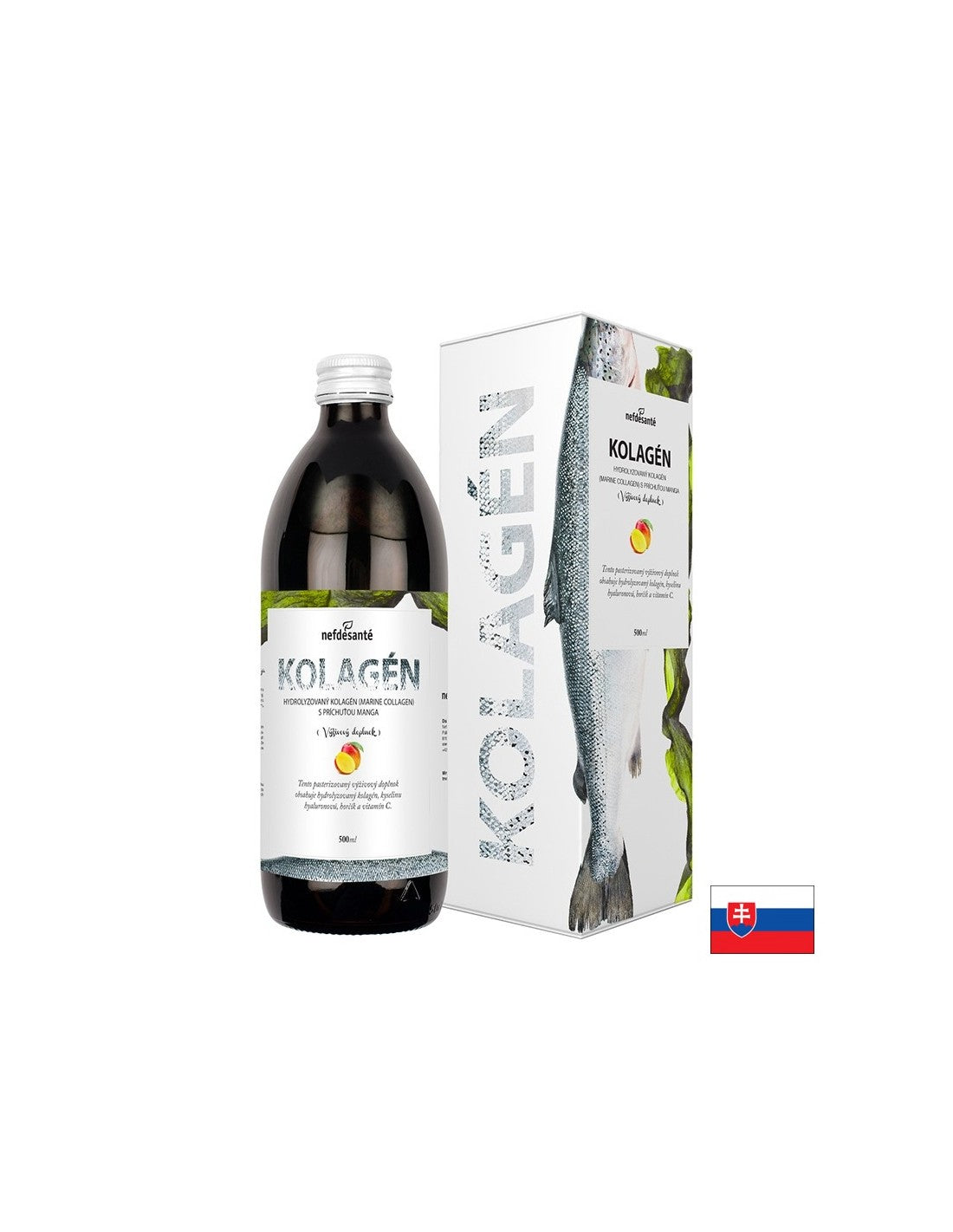 Morski kolagen, hijaluronska kiselina, vit. C i magnezij - formula za kosu, kožu i nokte, 500 ml, 16 doza (okus manga)