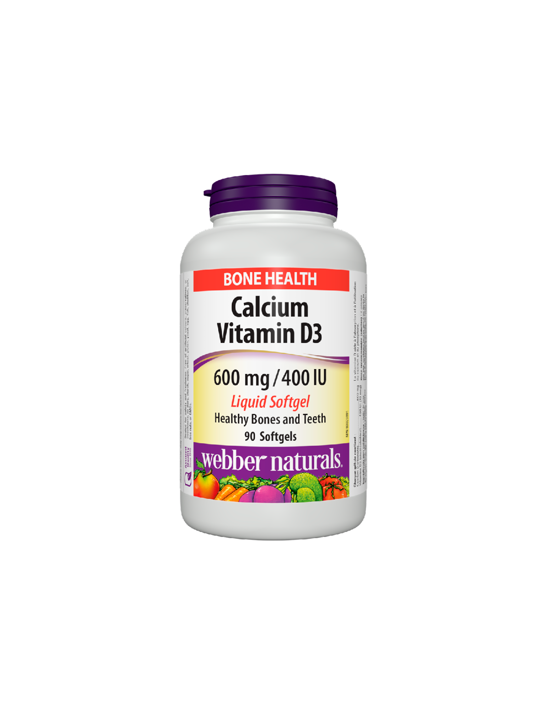 Kalcij 600 mg + vitamin D3 400 IU - Koštani i mišićni sustav, 90 <tc>Webber Naturals</tc> Tekuće meke kapsule