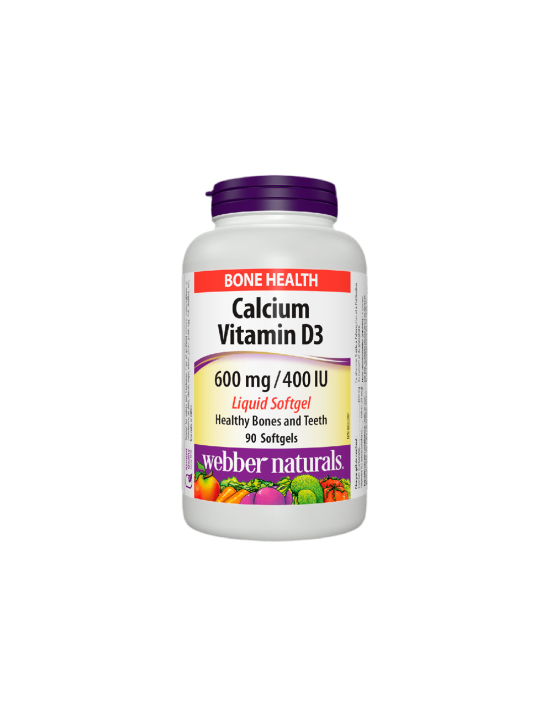 Kalcij 600 mg + vitamin D3 400 IU - Koštani i mišićni sustav, 90 <tc>Webber Naturals</tc> Tekuće meke kapsule