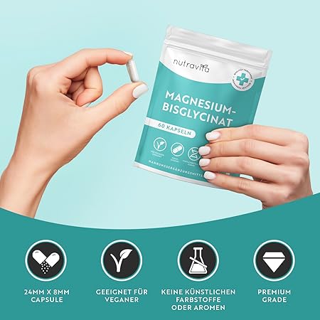 Magnezijev bisglicinat 60 kapsula 320 mg Veganski <tc>Nutravita</tc>