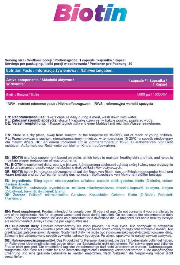 Biotin 5000 mcg - 30 kapsula