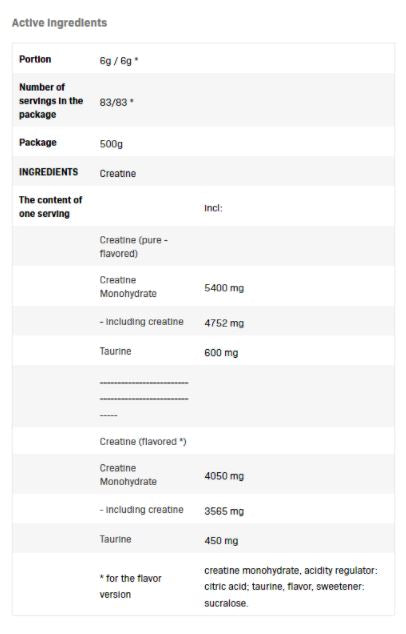 Okus kreatina - 0,500 kg