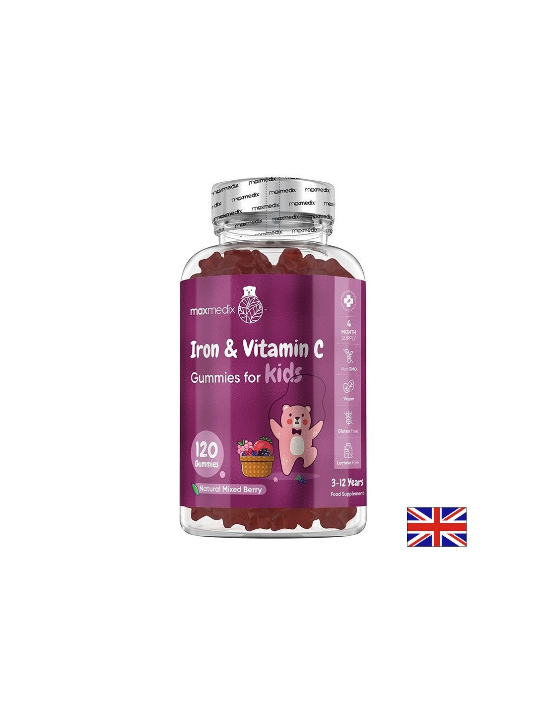 Anemija - željezo 7 mg + vitamin C 10 mg (za djecu), 120 žele tableta, okus bobičastog voća
