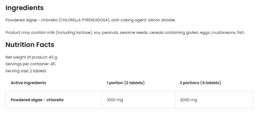 Chlorella - 1000 tableta