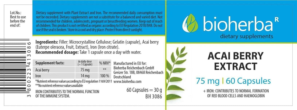 Ekstrakt acai bobica 75 mg - 60 kapsula