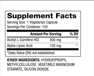 Acetil L-karnitin + alfa lipoična kiselina 650 mg/120 kapsula