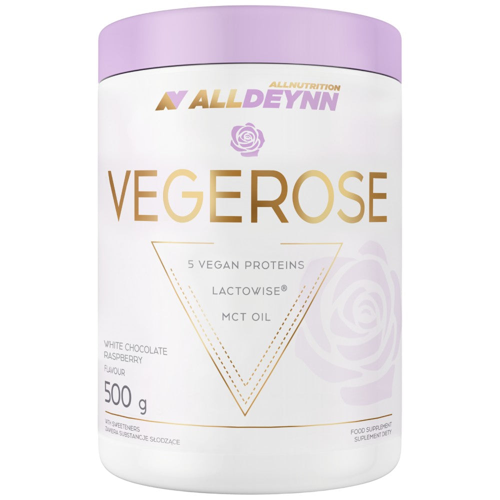 AllDeynn | VegeRose - 5 veganskih proteina s MCT-om & Probiotici - 500 grama
