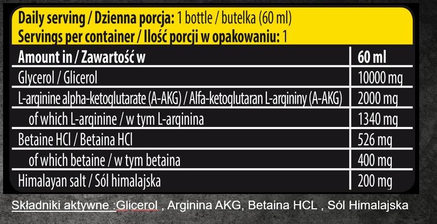 Anabolički pump shot za stage | Glicerol bez stimulansa & AAKG Mega pumpica - 60 ml