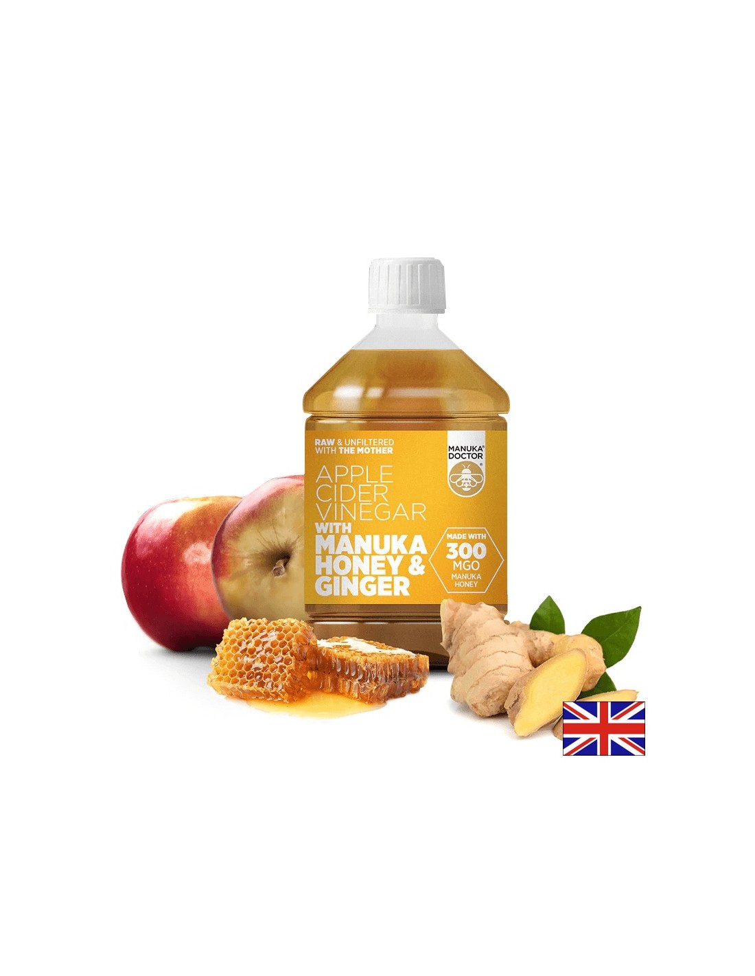 Jabučni ocat + med od manuke i đumbira - Jabučni ocat s manuka medom & Đumbir (300 mg), 500 ml