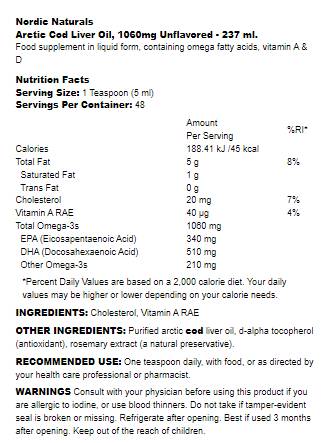 Ulje jetre arktičkog bakalara 1060 mg - 237 ml