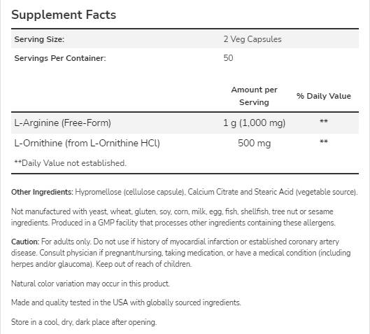 Arginin/Ornitin 500/250 mg - 250 kapsula