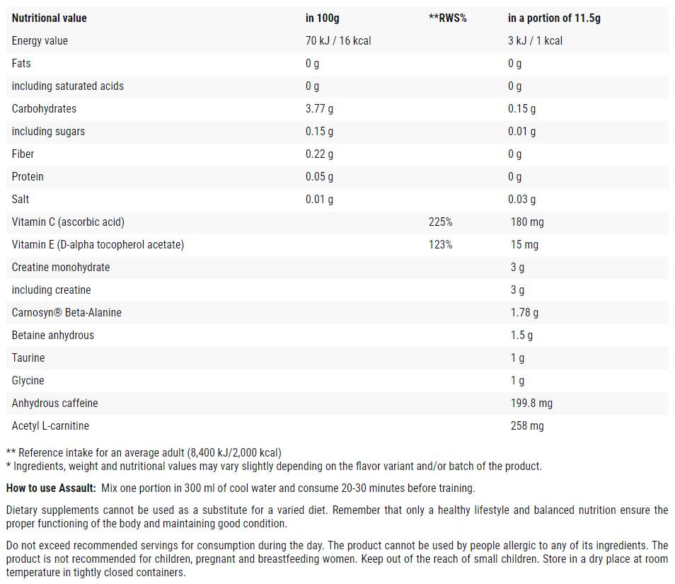 Assault Sport/Energy + Endurance - 345 grama