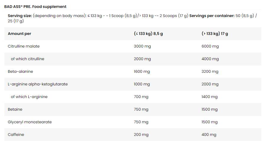 <tc>BAD ASS</tc> PRE | Ekstremna formula prije treninga - 425 grama