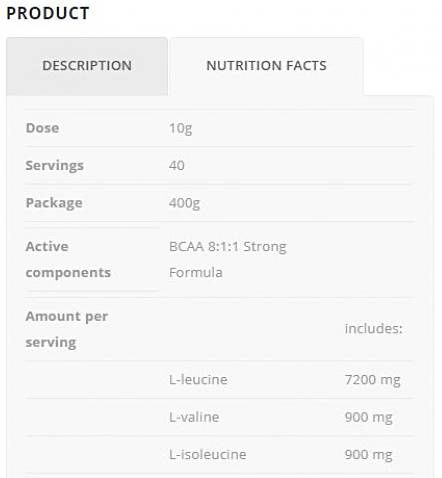 BCAA 8:1:1 Strong Formula - 400 grama
