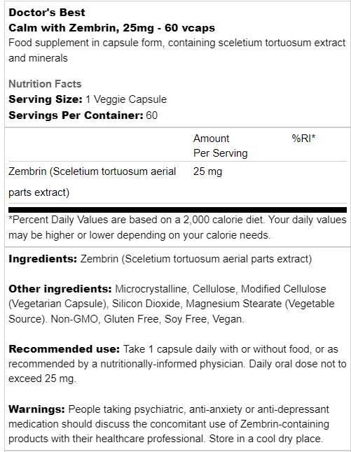 BEST Calm sa Zembrinom 25 mg - 60 kapsula