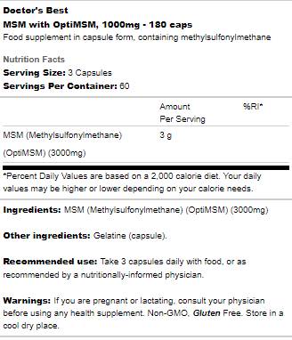 NAJBOLJI MSM 1000 mg | S OptiMSM - 360 kapsula