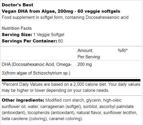NAJBOLJA veganska DHA iz algi 200 mg - 60 gel kapsula