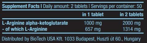 <tc>BioTech USA</tc> AAKG 1000 mg. 100 tableta.