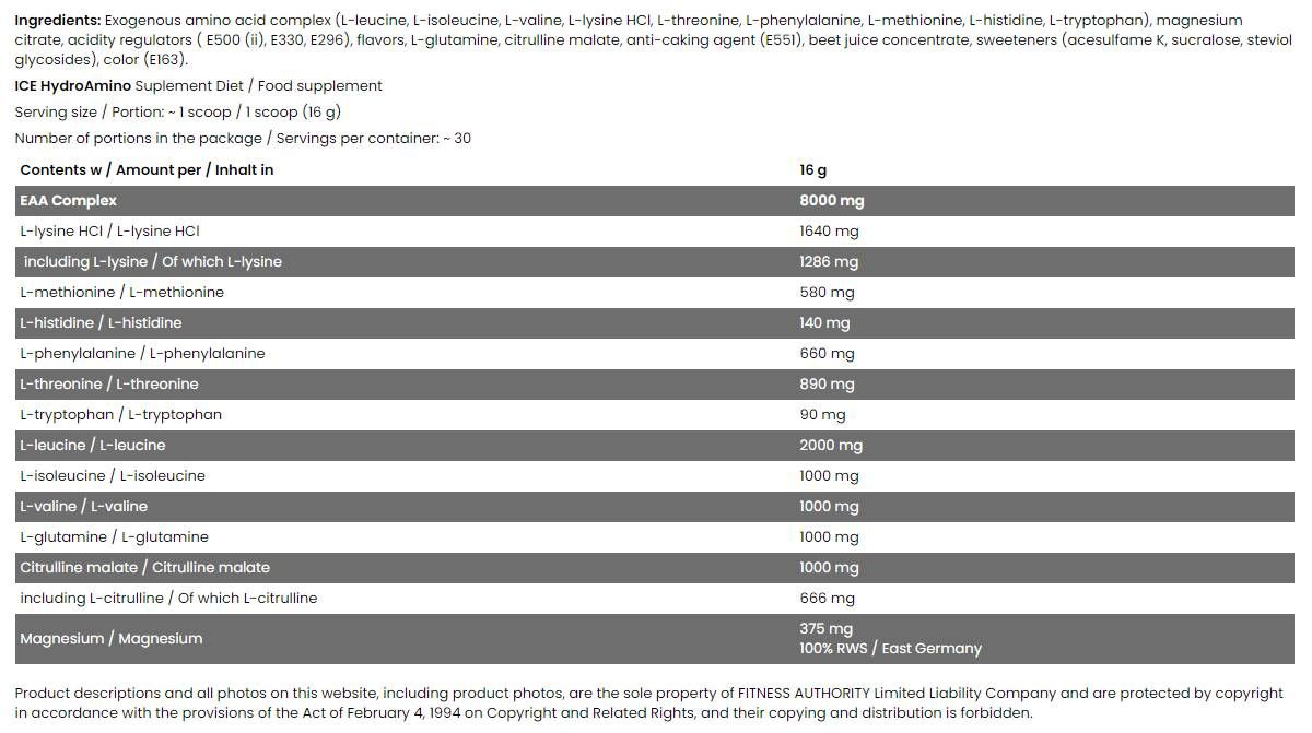 Hydro Amino/ICE serija - 480 grama