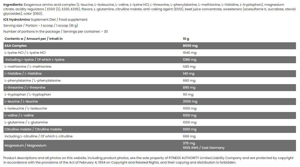 Hydro Amino/ICE serija - 16 grama